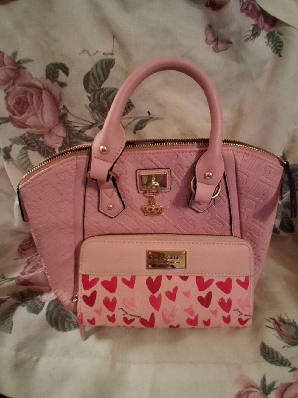 Juicy Couture pink satchel and wallet set